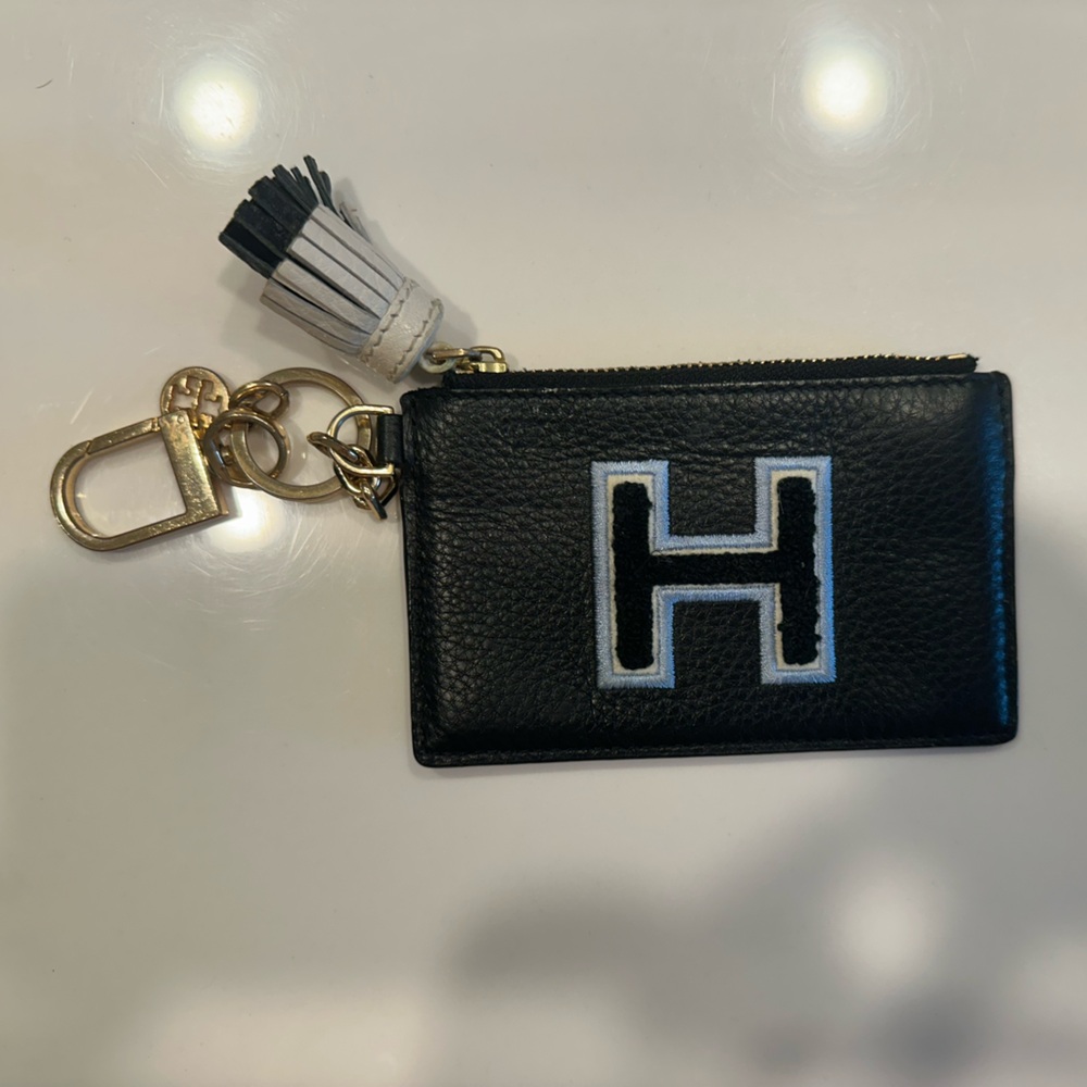 Tory Burch Black and White Key & Card Holder